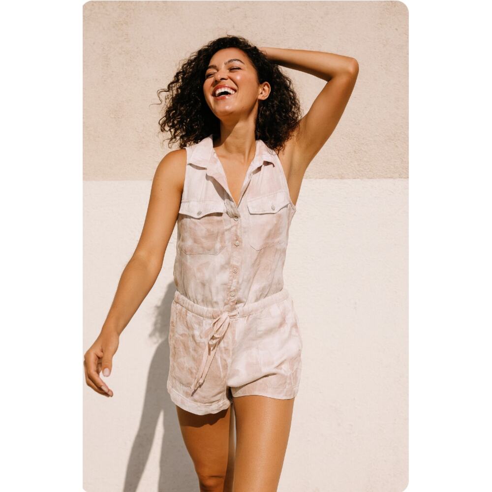 Bella Dahl Drawstring Utility Romper In Safari Khaki Women's Size Small